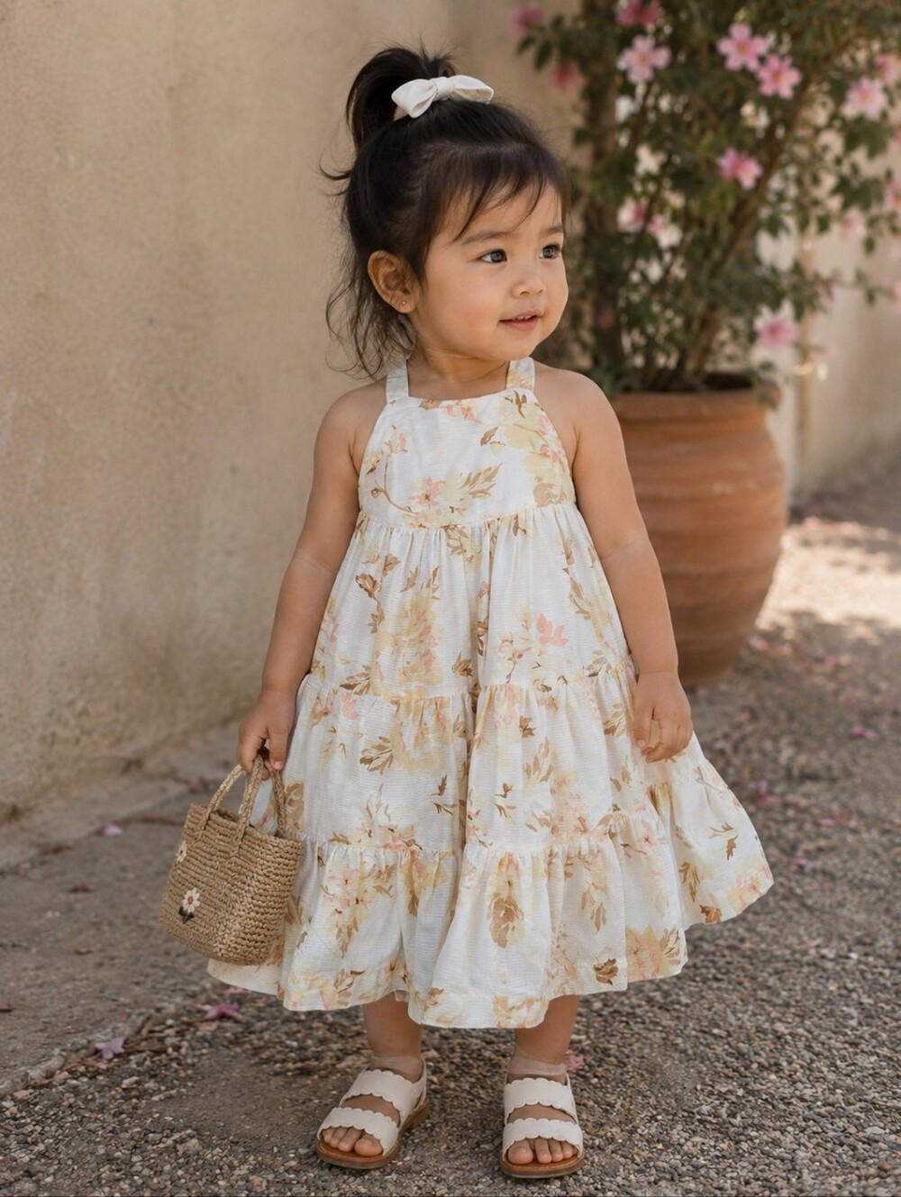Old Navy Toddler Floral Tiered Dress 2T Cottagecore Boho Easter Cotton